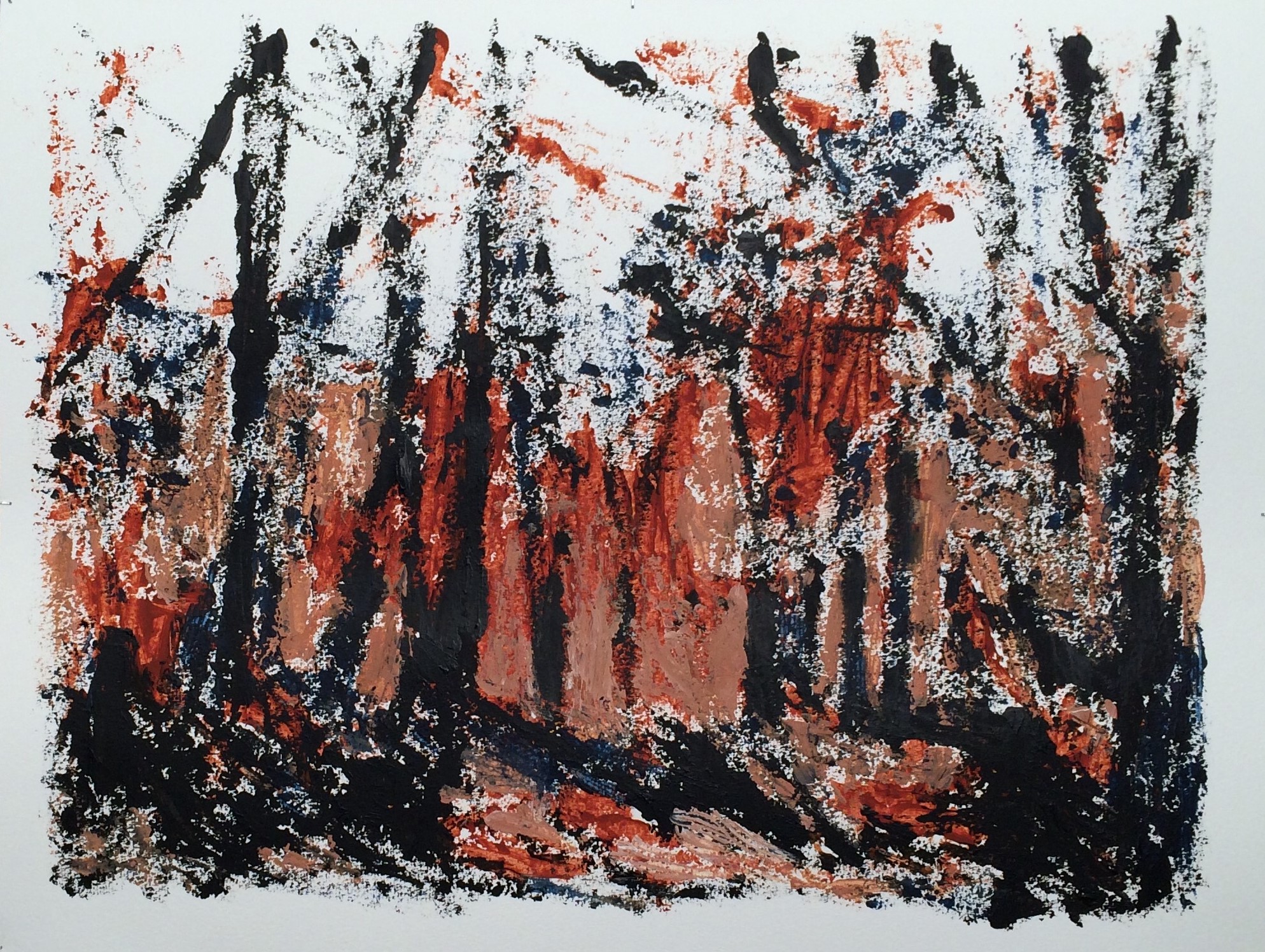 N° 2374 - Forêt - Acrylique et pigments sur papier - 50 x 65 cm - 24 avril 2016